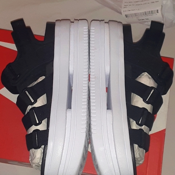 NWT Nike Icon Classic Platform Sandals Women's Size W7 Black/White DHO224-001 - Picture 3 of 9